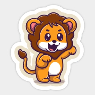 Cute Baby Lion Cartoon Sticker